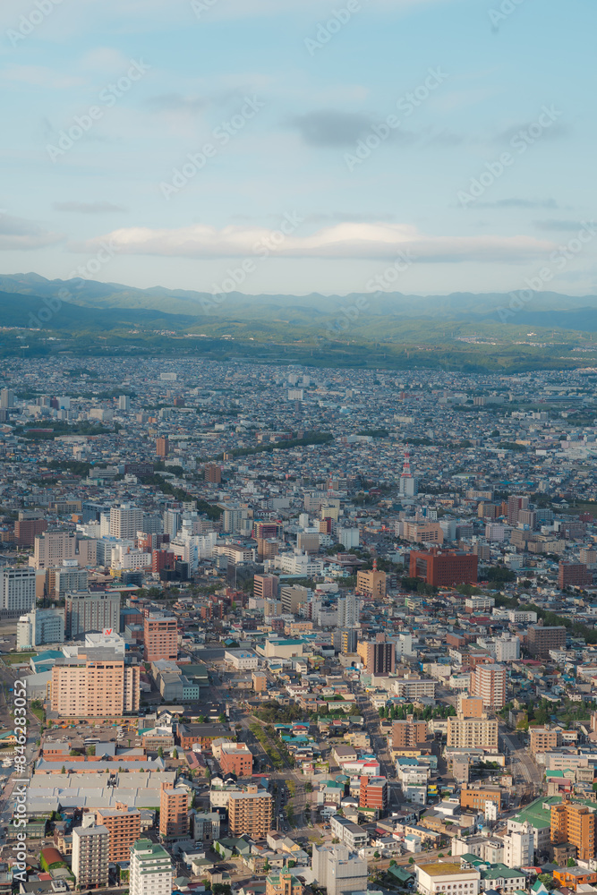 Beautiful view of Hakodate City from the top of the Hakodate Mountain in Japan Beautiful view of Hakodate City from the top of the Hakodate Mountain in Japan