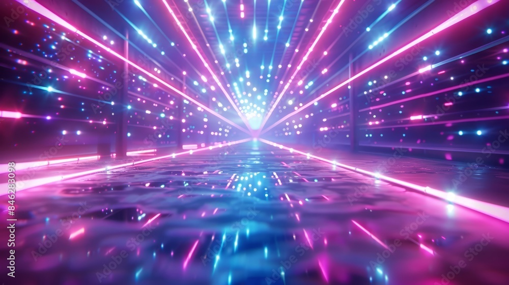 Obraz premium Futuristic neon light tunnel