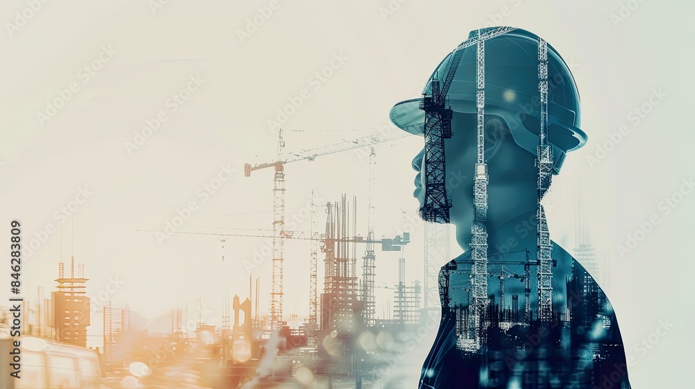 Engineer Overseeing Urban Construction Project Engineer Overseeing Urban Construction Project