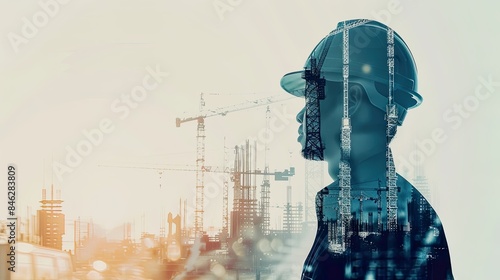 Engineer Overseeing Urban Construction Project photo