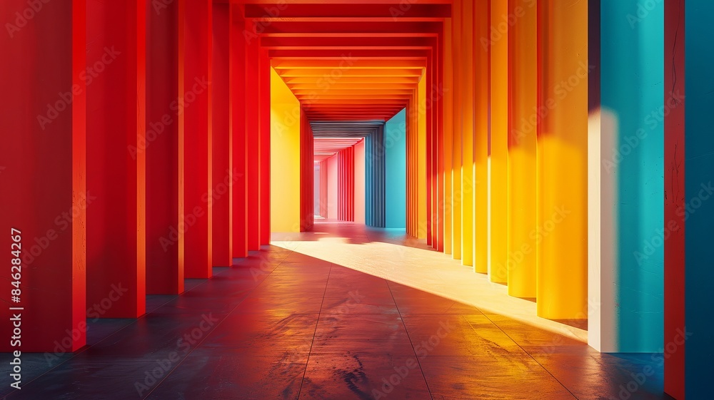 Colorful hallway with geometric design Colorful hallway with geometric design