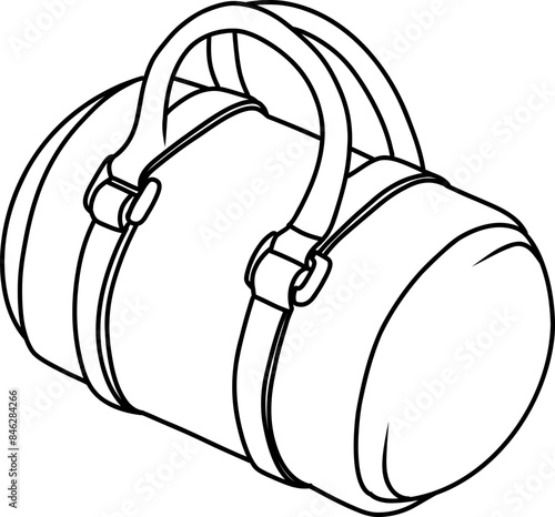 Gym bag outline. Hand drawn.