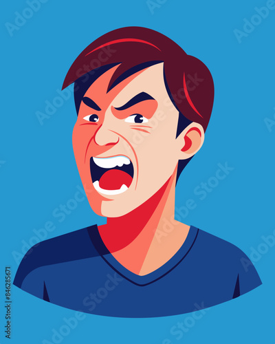 The once smiling face of a person can be seen contorted in anger and frustration as they try to come to terms with the hate and trolling they encounter on their social media. Vector illustration