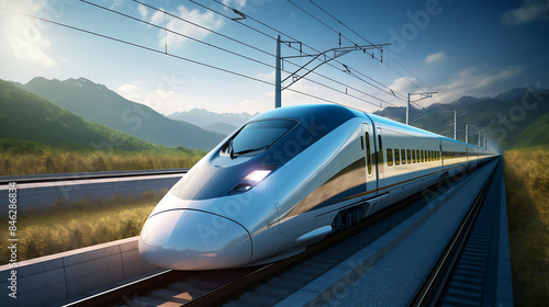 high speed train in the station of shanghai china.
