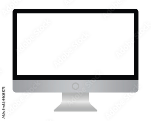 realistic computer monitor with transparent empty screen. pc display mockup. blank desktop display png image. vector illustration.