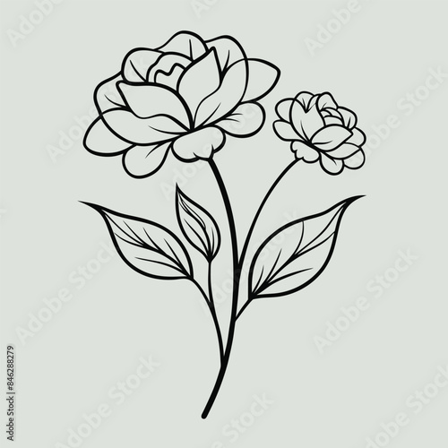 Hand drawn line flowers vector design