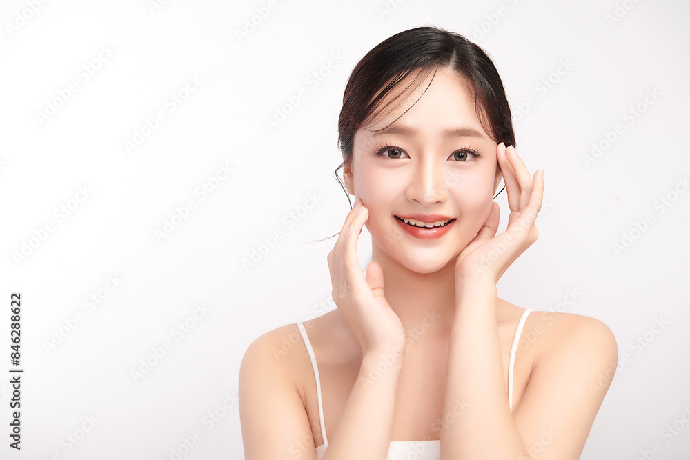 Beautiful young asian woman with clean fresh skin on white background, Face care, Facial treatment, Cosmetology, beauty and spa, Asian women portrait. Beautiful young asian woman with clean fresh skin on white background, Face care, Facial treatment, Cosmetology, beauty and spa, Asian women portrait.