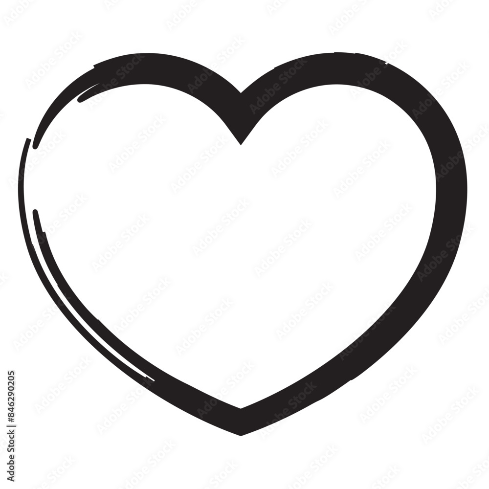 Heart contour vector. Black hand drawn love icon isolated on white background . Paint brush stroke heart icon. eps10 Heart contour vector. Black hand drawn love icon isolated on white background . Paint brush stroke heart icon. eps10