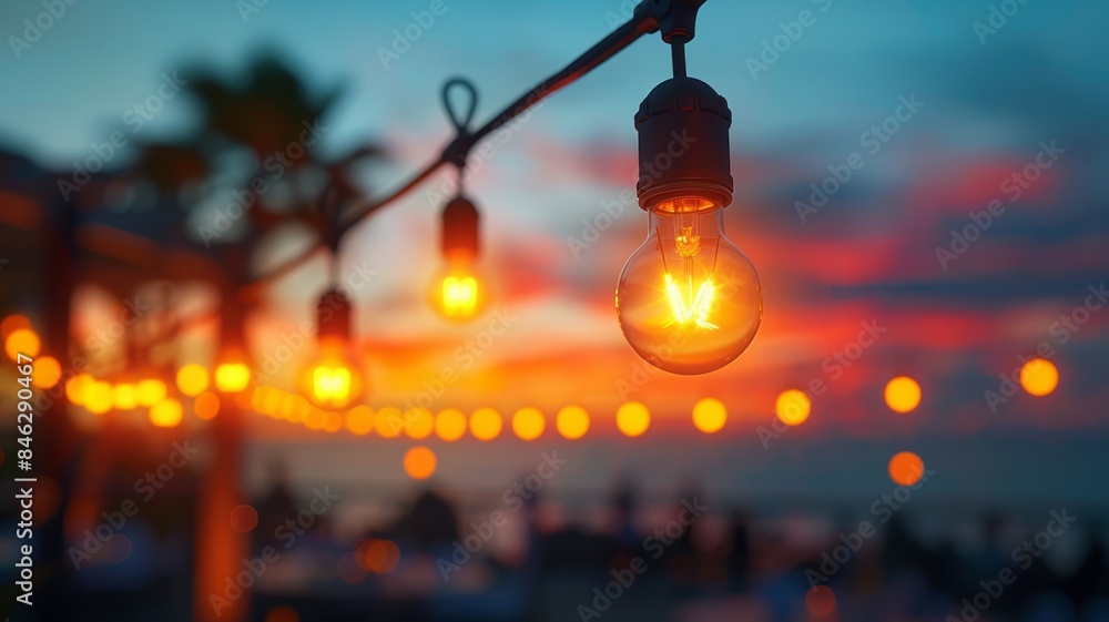 Festive string lights illuminating outdoor area Festive string lights illuminating outdoor area