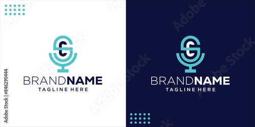SC Podcast or Radio Logo Letter Design using a Microphone, Design Inspiration, illustration, Vector