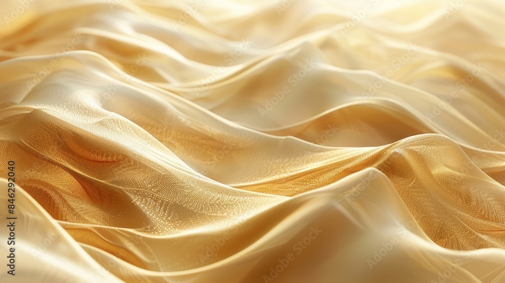 Golden silk fabric with gentle waves and shine Golden silk fabric with gentle waves and shine