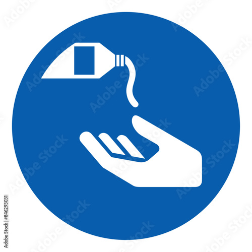 ISO mandatory safety signs_use barrier cream symbol and pictogram only size 1 x 1 round shape