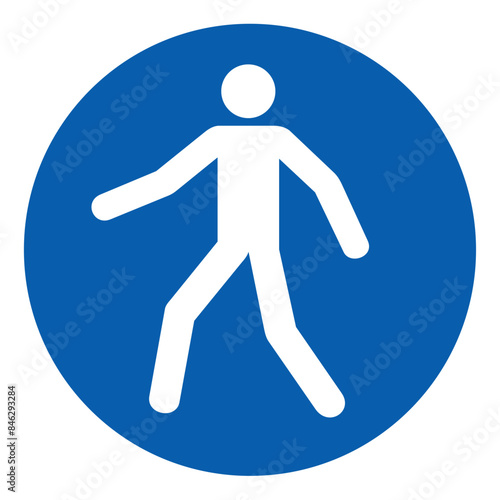 ISO mandatory safety signs_use this walkway symbol and pictogram only size 1 x 1 round shape