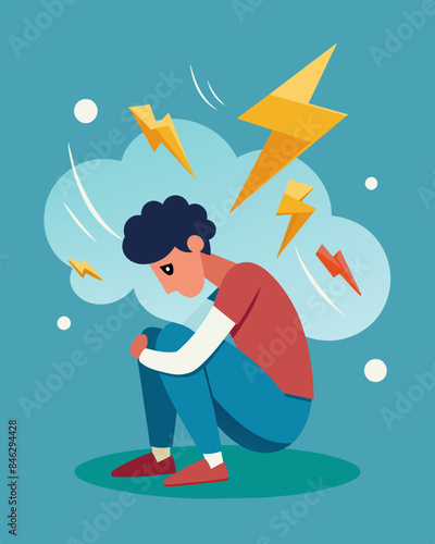 They feel ped unable to escape from the constant barrage of harmful words and thoughts.. Vector illustration