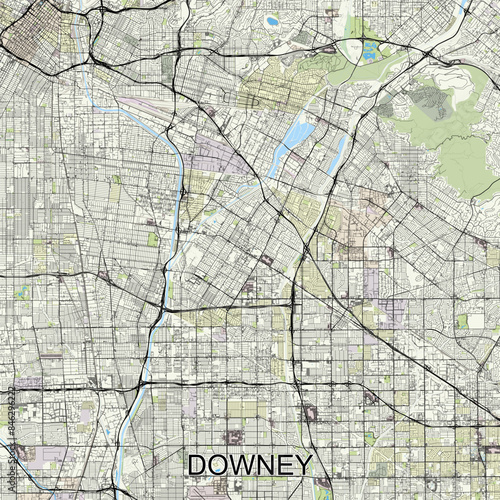 Downey, California, USA map poster art