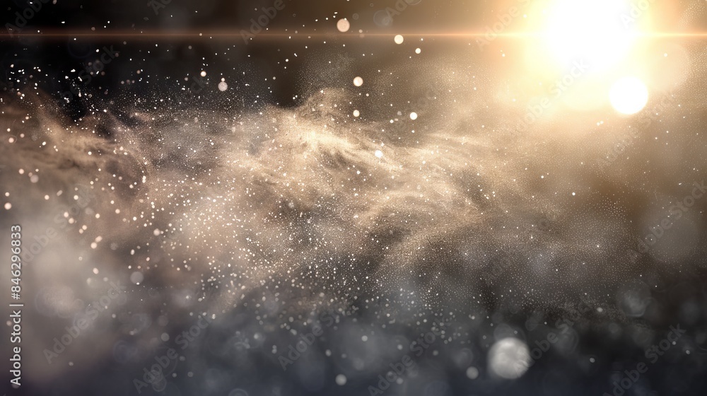 Real backlit dust particles floating with authentic lens flare effects creating a stunning atmospheric visual for cinematic and creative design projects Real backlit dust particles floating with authentic lens flare effects creating a stunning atmospheric visual for cinematic and creative design projects