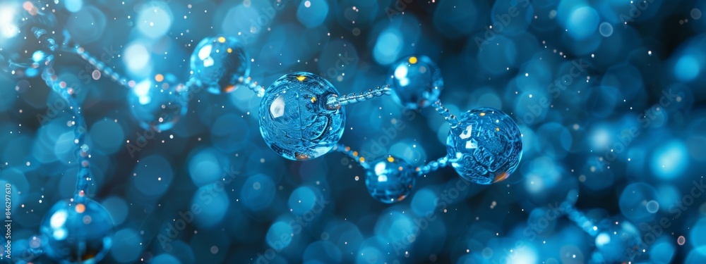 Intricate patterns and arrangements of blue atoms and molecules. Intricate patterns and arrangements of blue atoms and molecules.