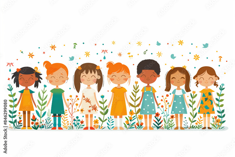 Fototapeta premium Friendship Day, a worldwide celebration of human connection, vector style on a white background