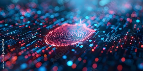 Enhancing Biometric Cybersecurity with a Shield Key Digital Fingerprint Scanner. Concept Biometric Cybersecurity, Shield Key Scanner, Digital Fingerprint, Enhanced Security