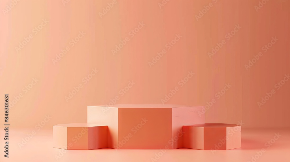 3D Hexagonal Podium in Peach Color 3D Hexagonal Podium in Peach Color