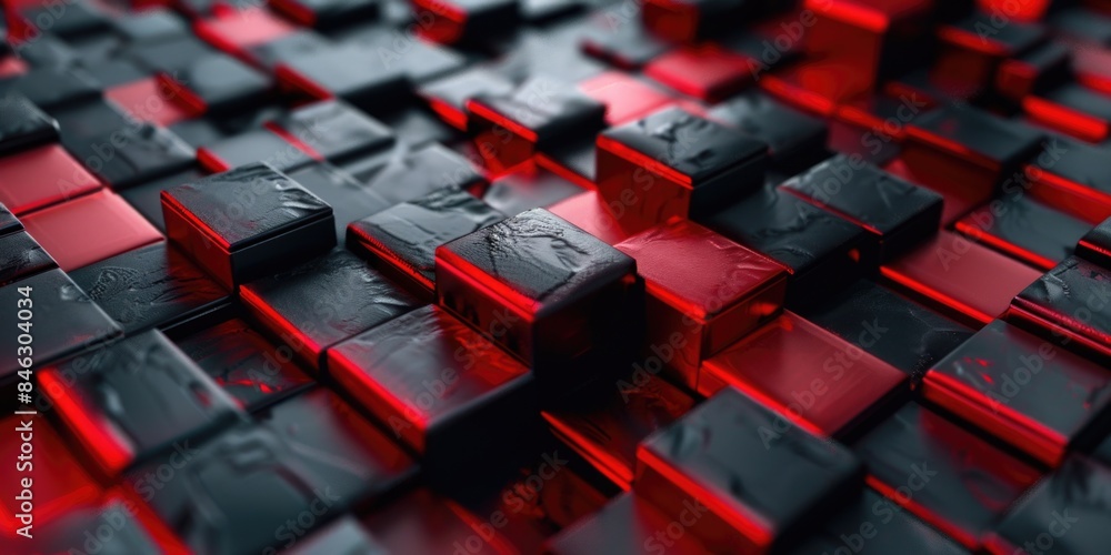 A black and red image of squares and rectangles A black and red image of squares and rectangles