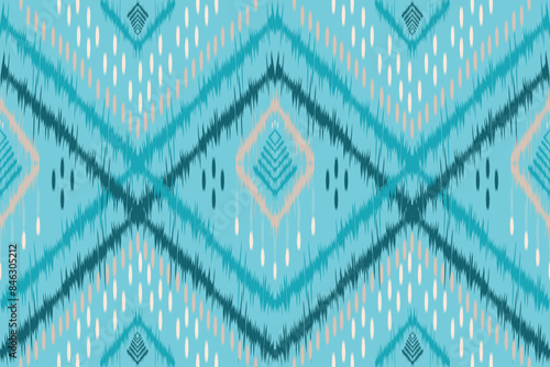 Ethnic Seamless pattern in tribal, folk embroidery, Ikat style. Can be printed and used as wrapping paper, wallpaper, textile, fabric. 