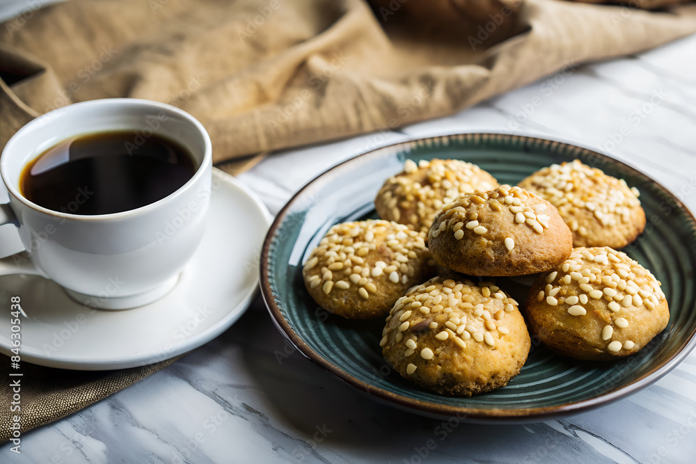 Honey-drenched cookies garnished with chopped nuts, set on a rustic plate