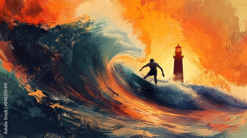 The lighthouse stood tall as a beacon of navigation against the blue sky, its light guiding travelers along the coast, where the beach met the vast ocean, creating a picturesque landscape of nature's 