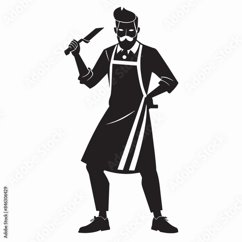 Barber In Action silhouette vector art illustration