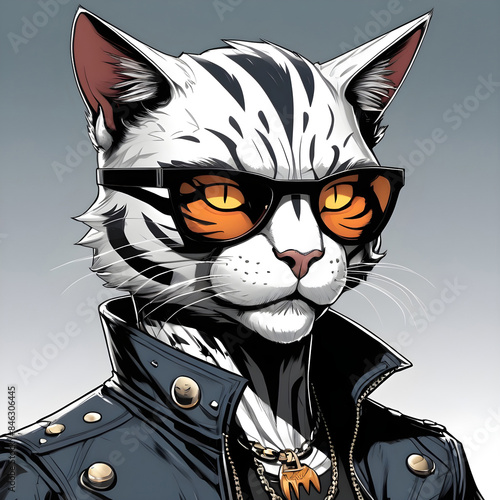 Rock cat stylish character avatar