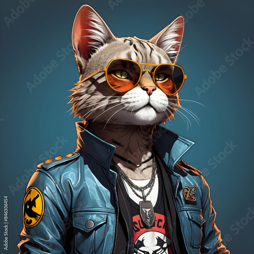 Stylish rock cat character avatar