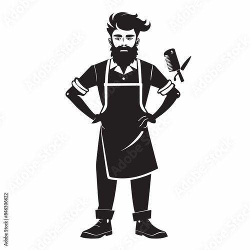 Barber In Action silhouette vector art illustration