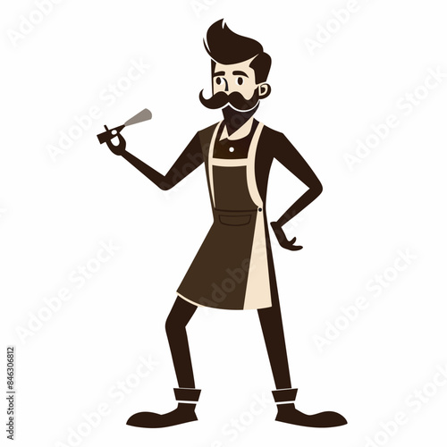 Barber In Action silhouette vector art illustration