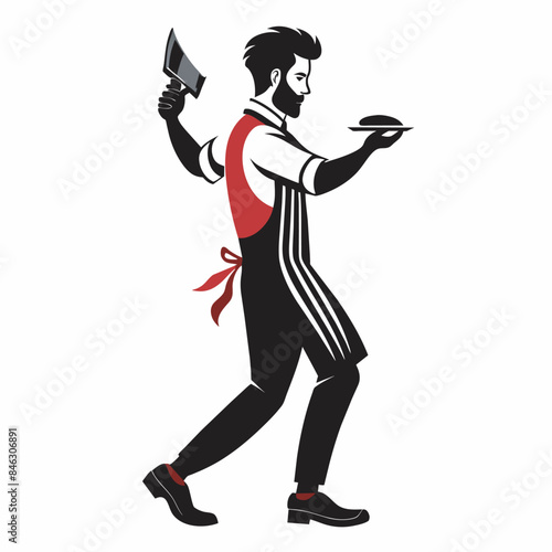 Barber In Action silhouette vector art illustration
