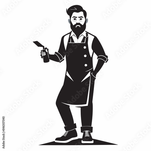 Barber In Action silhouette vector art illustration
