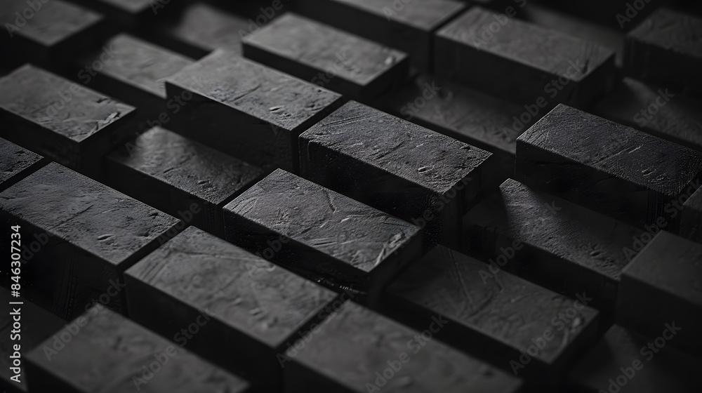 Textured Black Wooden Blocks in Geometric Design Textured Black Wooden Blocks in Geometric Design
