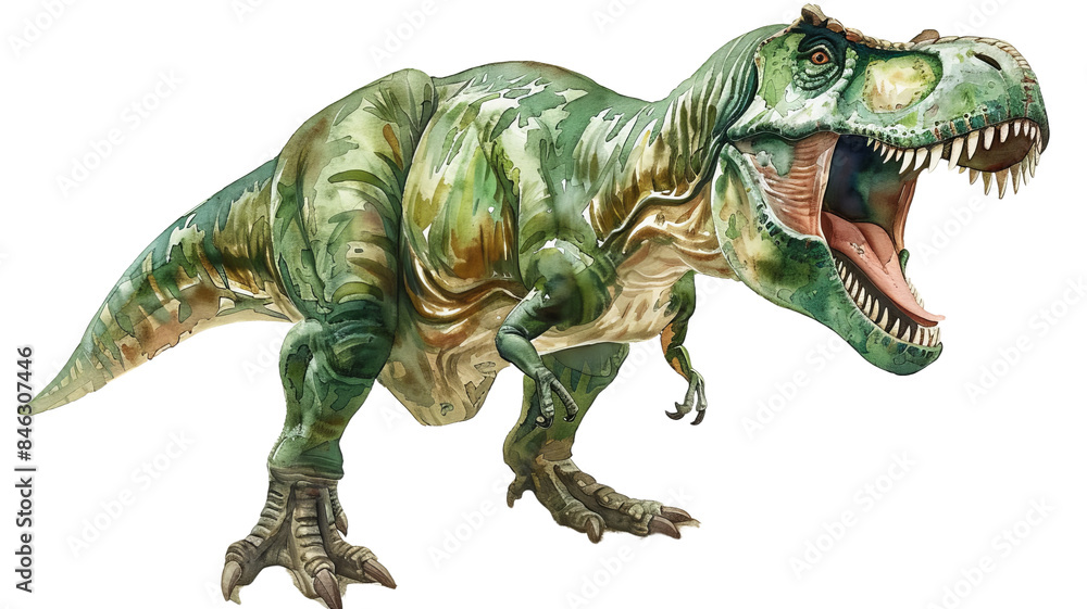 Realistic illustration of a roaring Tyrannosaurus rex, showcasing detailed texture and vibrant colors. Realistic illustration of a roaring Tyrannosaurus rex, showcasing detailed texture and vibrant colors.