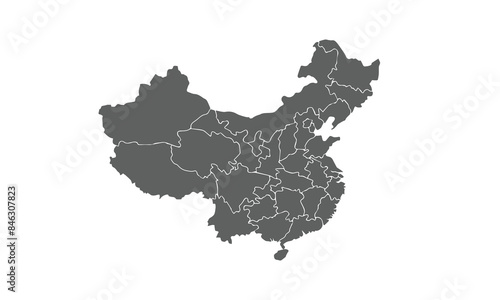 china map isolated on white background. for website layouts, background, education, precise, customizable, Travel worldwide, map silhouette backdrop, earth geography, political, physical.