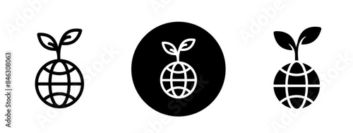 Environment icon in filled and outline style, save earth by plantation, ecology icon