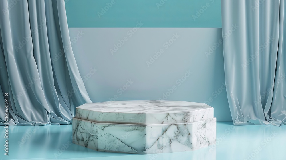 3D Hexagonal Platform Made of Marble with Copy Space 3D Hexagonal Platform Made of Marble with Copy Space