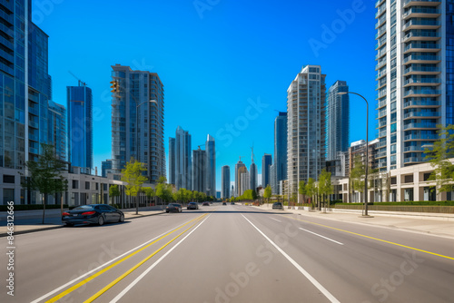 Deserted road leading to the city

