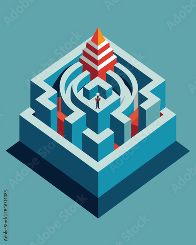 The maze is a maze within a maze symbolizing the layers upon layers of stress and pressure.. Vector illustration