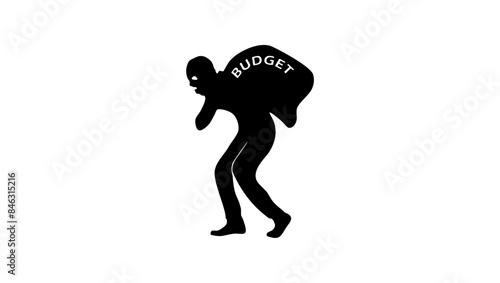 budget thief, black isolated silhouette