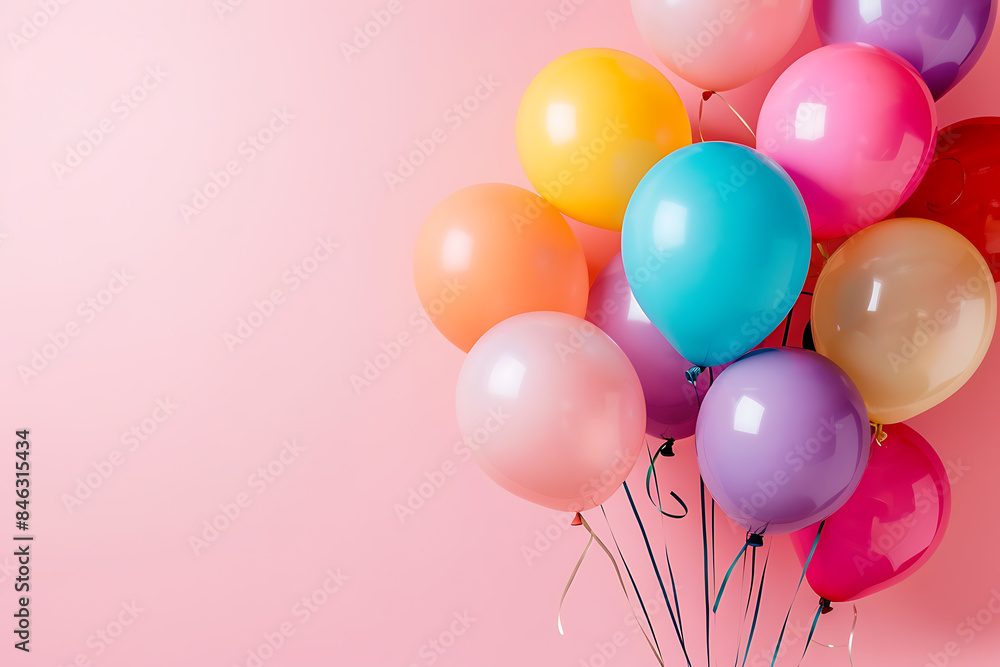 a bunch of colorful balloons with a pink background a bunch of colorful balloons with a pink background
