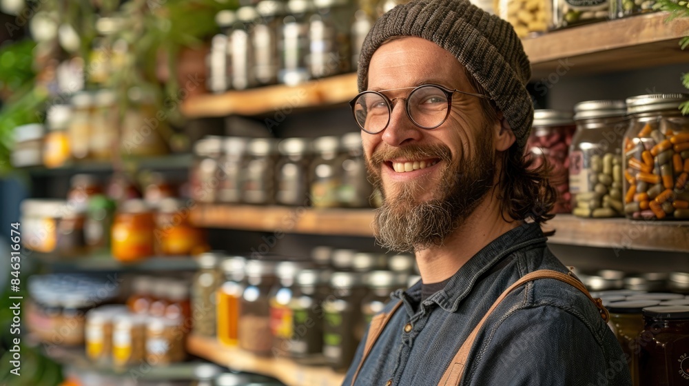 An Enthusiastic Salesperson At A Health Food Store, Expertly Suggesting Beneficial Supplements An Enthusiastic Salesperson At A Health Food Store, Expertly Suggesting Beneficial Supplements