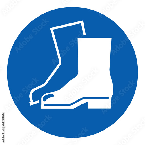 ISO mandatory safety signs_wear safety footwear symbol and pictogram only size 1 x 1 round shape