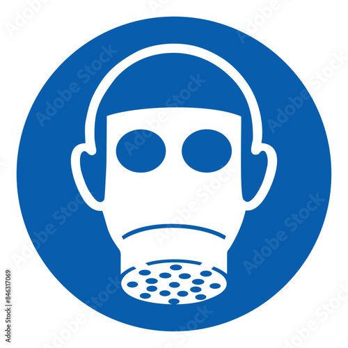 ISO mandatory safety signs_wear respiratory protection symbol and pictogram only size 1 x 1 round shape