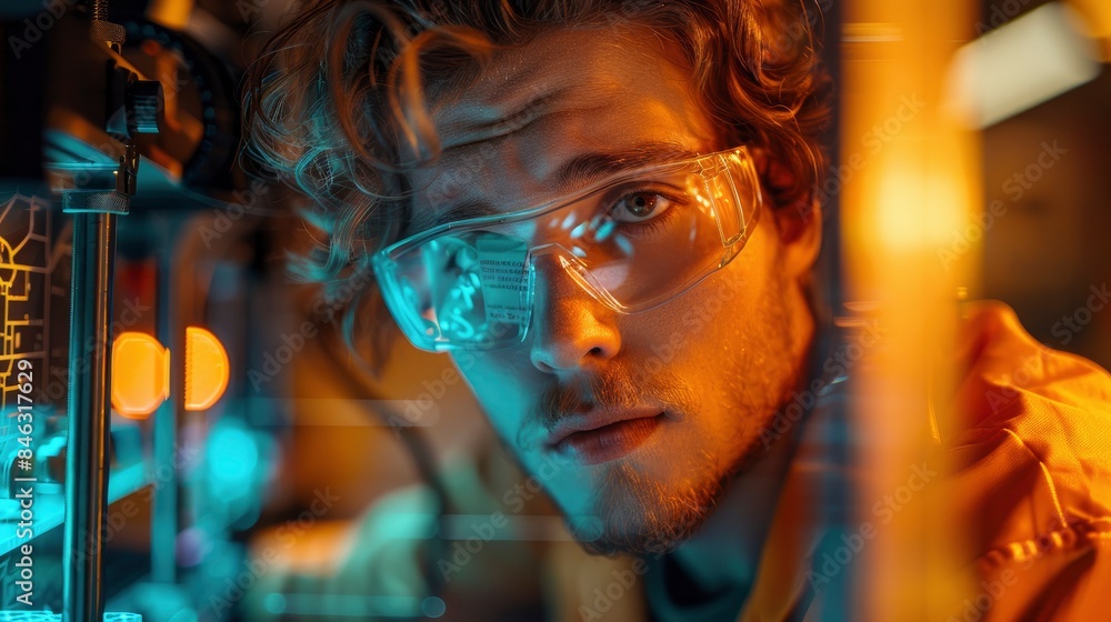 Obraz premium An Innovative Scientist Using A 3D Printer For Cutting-Edge Prototyping