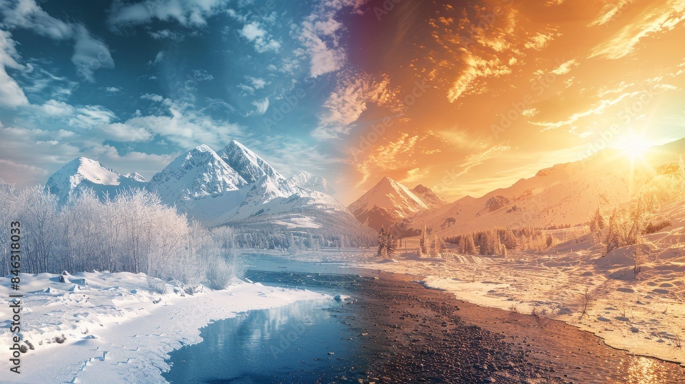 Changing climate over time, showcasing the differences between summer