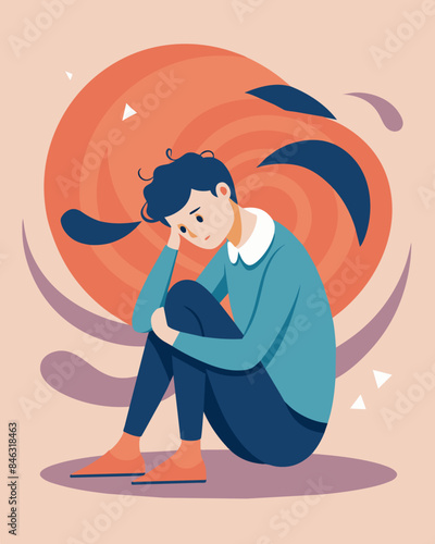 The person felt as though they were drowning in a downward spiral of negativity unable to come up for air.. Vector illustration
